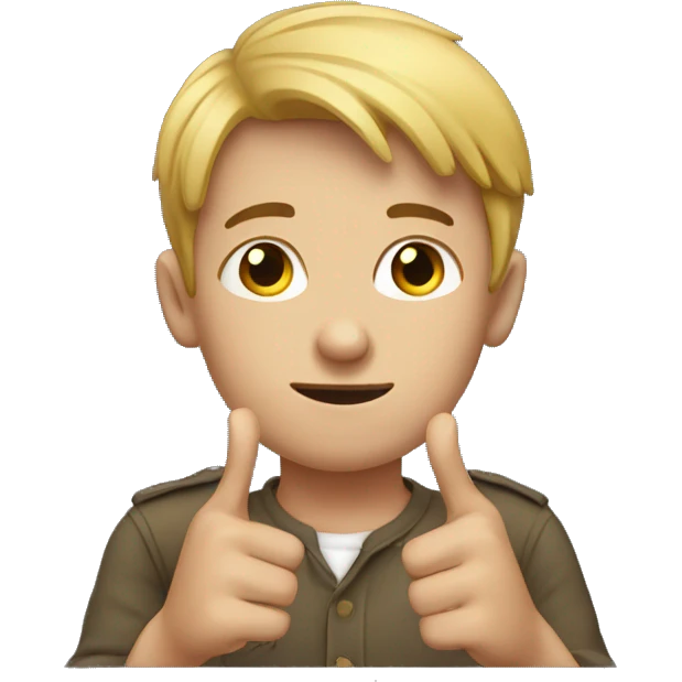 boy with hands down, fingers pointing down emoji