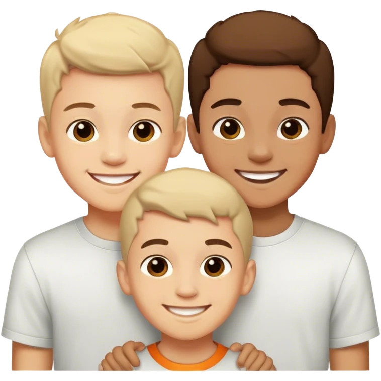 three boys smile emoji
