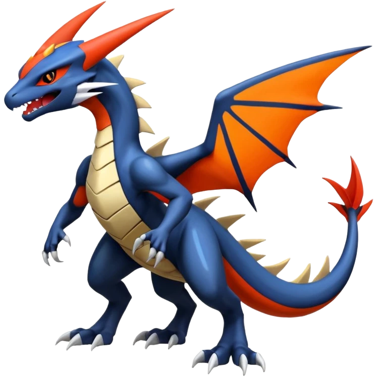 Handsome cool badass edgy Latias-Litten-Garchomp-Giratina-Pokémon-Fakémon-fusion-hybrid-creature, full body emoji