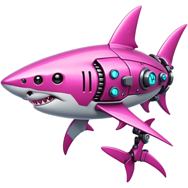 glitter mech shark pink cyberpunk emoji