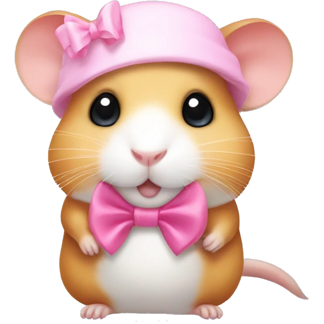 Hamster with cute eyes wearing a pink bow on the head emoji