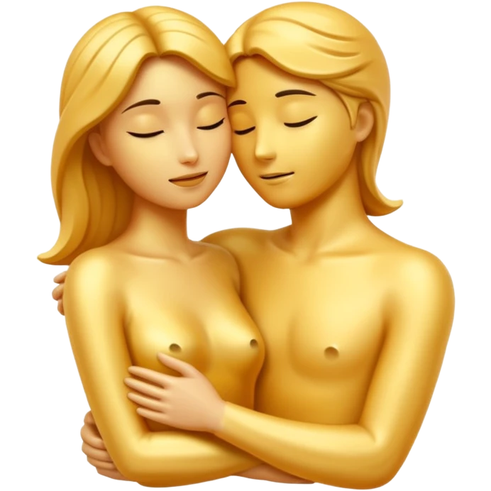 two abstract figures embracing emoji