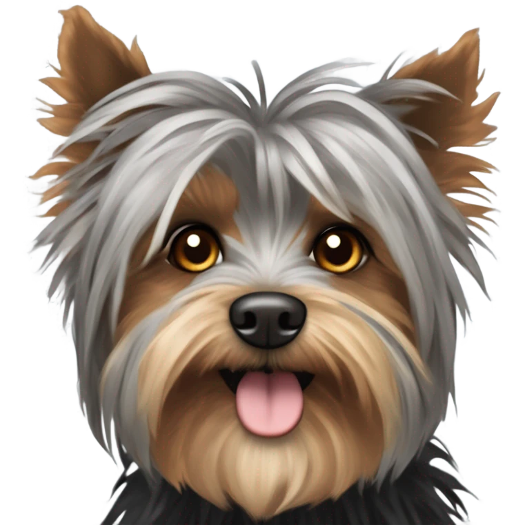 super old crusty scraggly black brown and a little bit of gray dog that’s super ugly and old yorkshire terrier and maltese mix make it way way way uglier and crustier  emoji