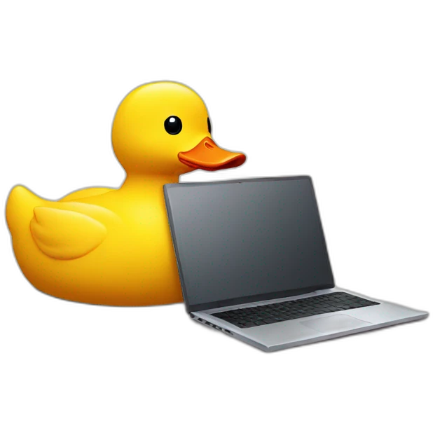 rubber duck looking at laptop emoji