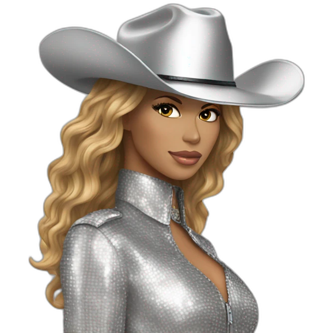 Beyoncé wear in silver cowboy on discoball horse emoji