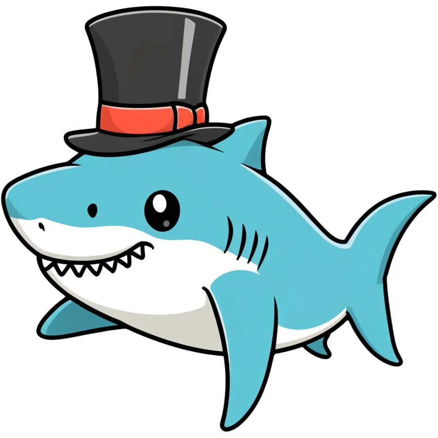 Shark with a top hat emoji