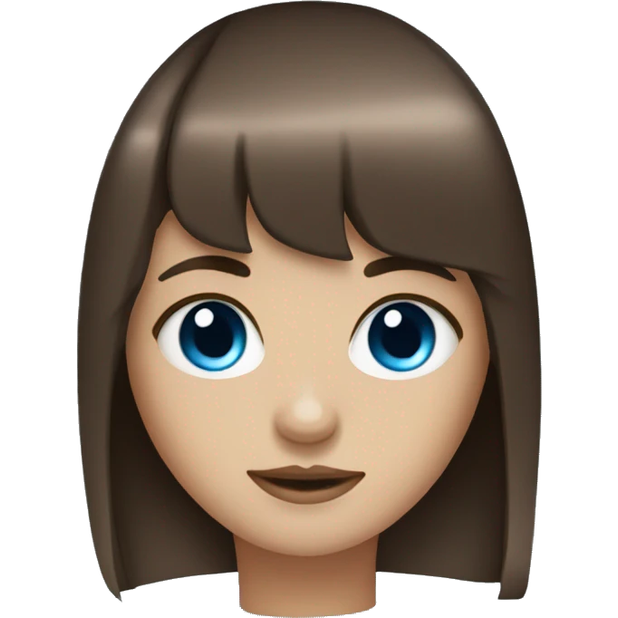 Brown hair blue eye girl with bangs  emoji