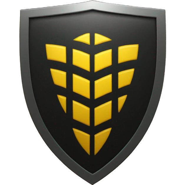 black Shield logo on a yellow square emoji