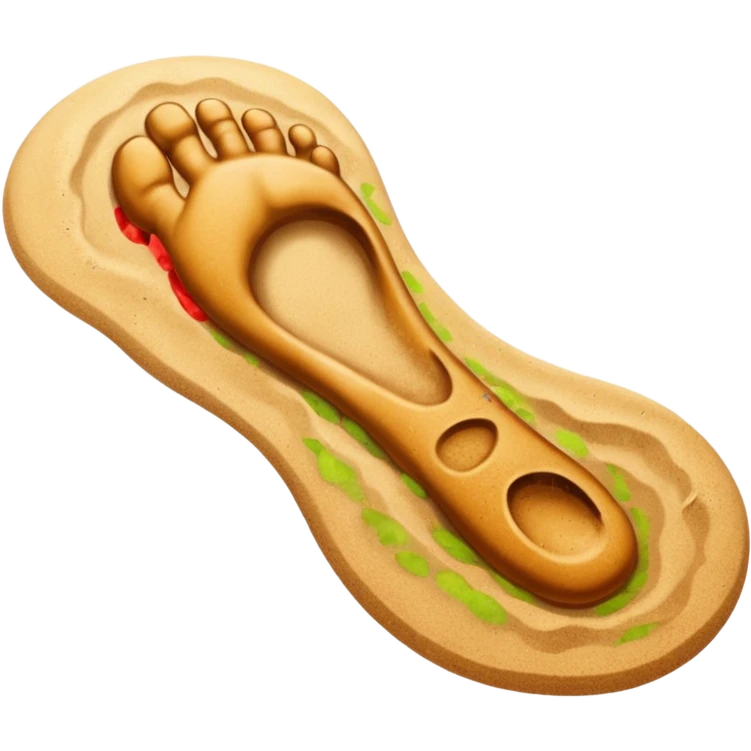 A man’s footprint in the sand emoji