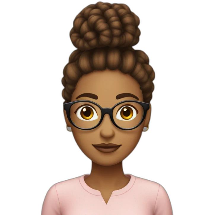 Mujer con afro braids box hair castaño con magnifier emoji