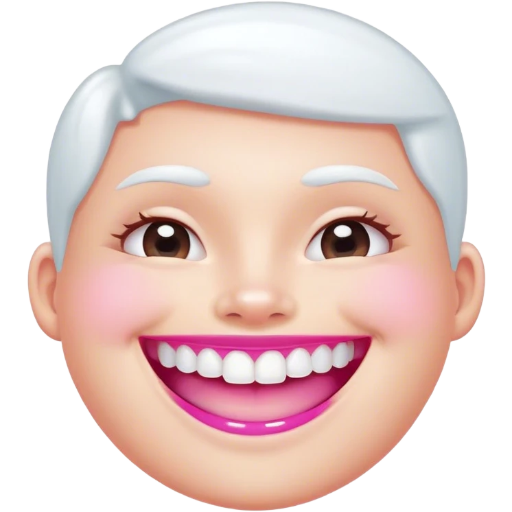 Pearly white tooth with a cute smile and pink cheeks emoji