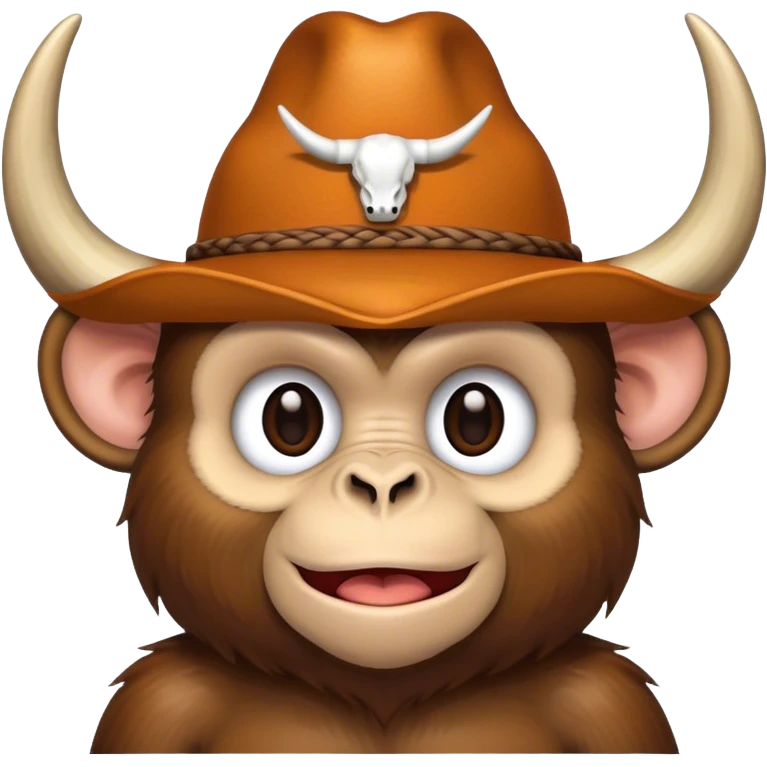 Monkey with a Texas longhorn hat  emoji