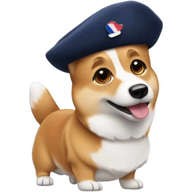 Corgi wearing a French beret emoji