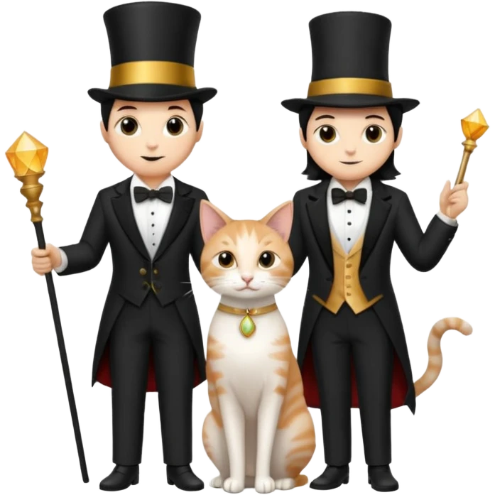 magician couple and their pet cat emoji