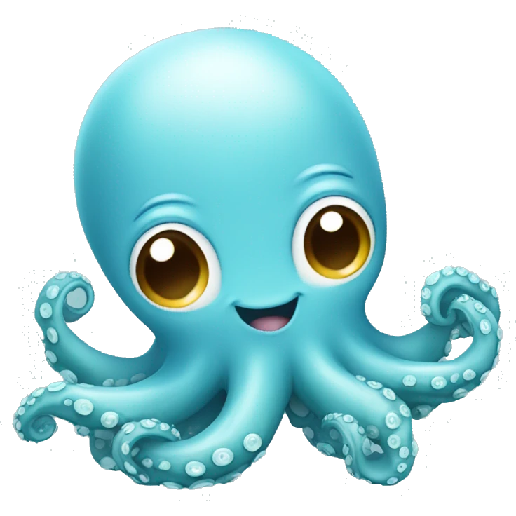 Smiling cute light blue octopus emoji
