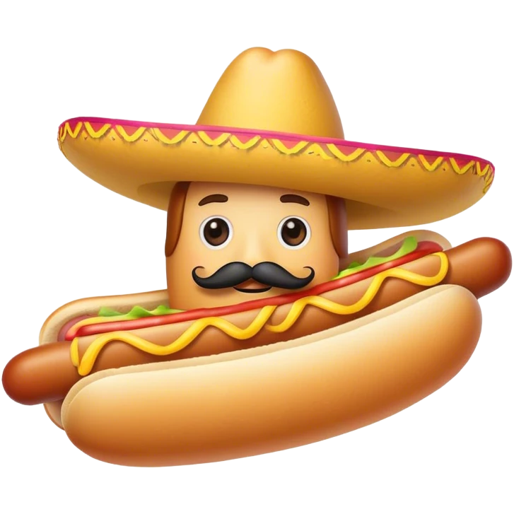 Hot dog with mustache and sumbrero emoji