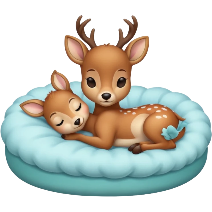 Cute Baby Deer sleeps in Bed emoji