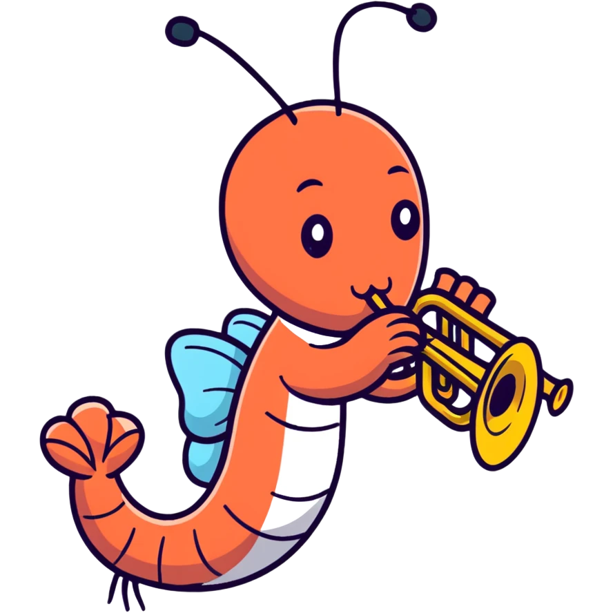 shrimp playing the trumpet emoji