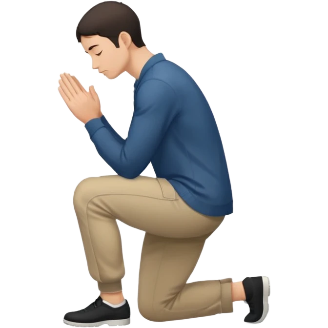 side view of a man kneeling and bowing, gesture of apology emoji