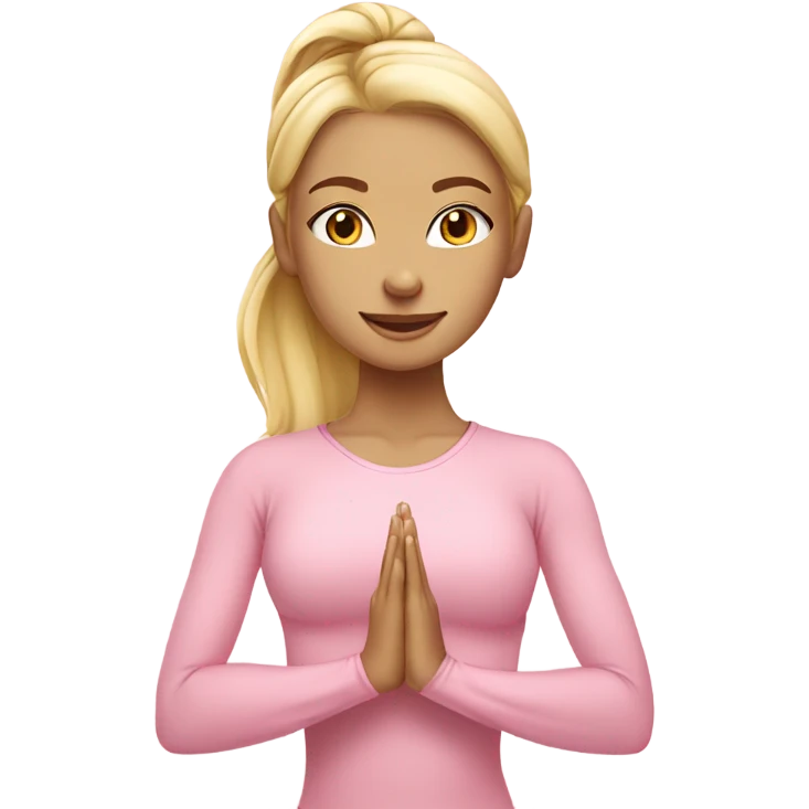 blonde yoga girl light pink clothes n emoji