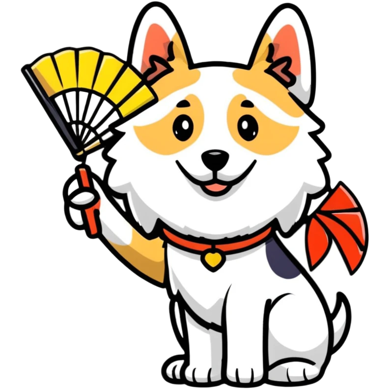 dog with a fan emoji