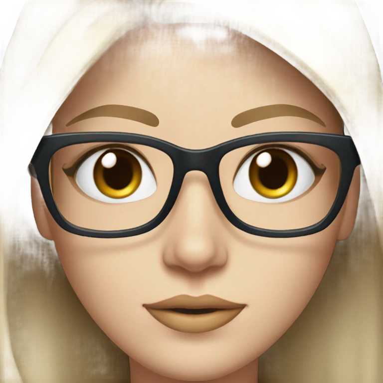 Realistic pale elegant classy model, straight shoulder length brunette, glasses and blue eyes  emoji