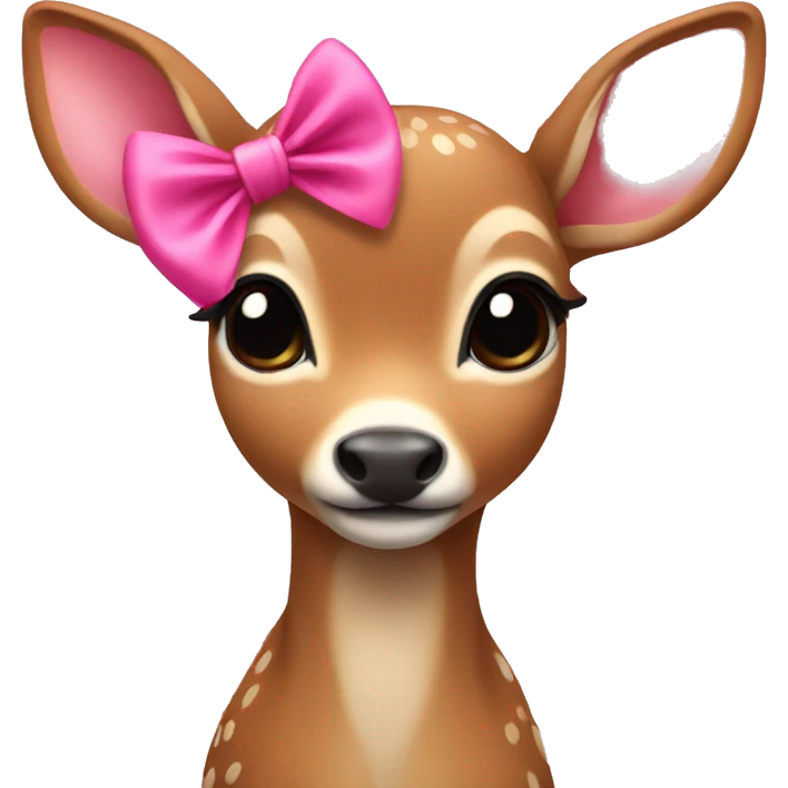 Fawn with a pink bow around its neck emoji