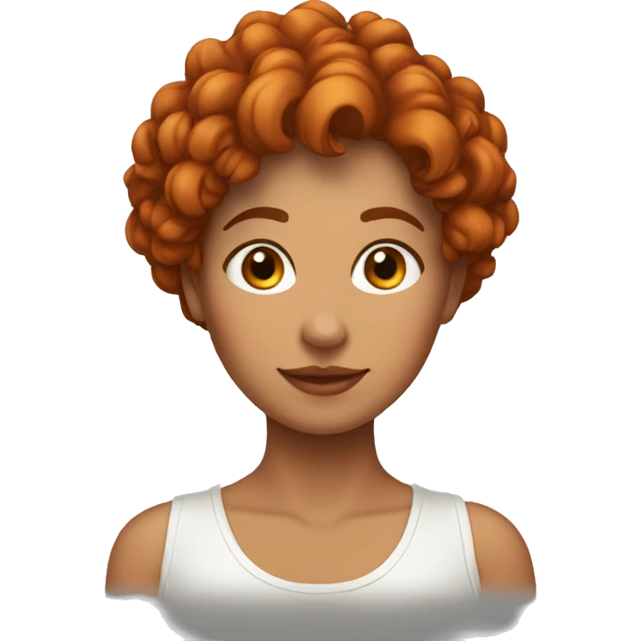 Femme avec cheveux courts et roux bouclés  emoji