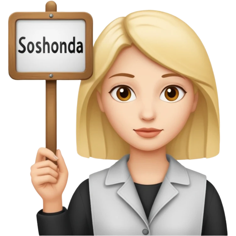 women with a sign with "Sosholondas" on it emoji