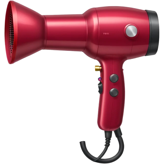 burgundy blow dryer with a ribbon emoji