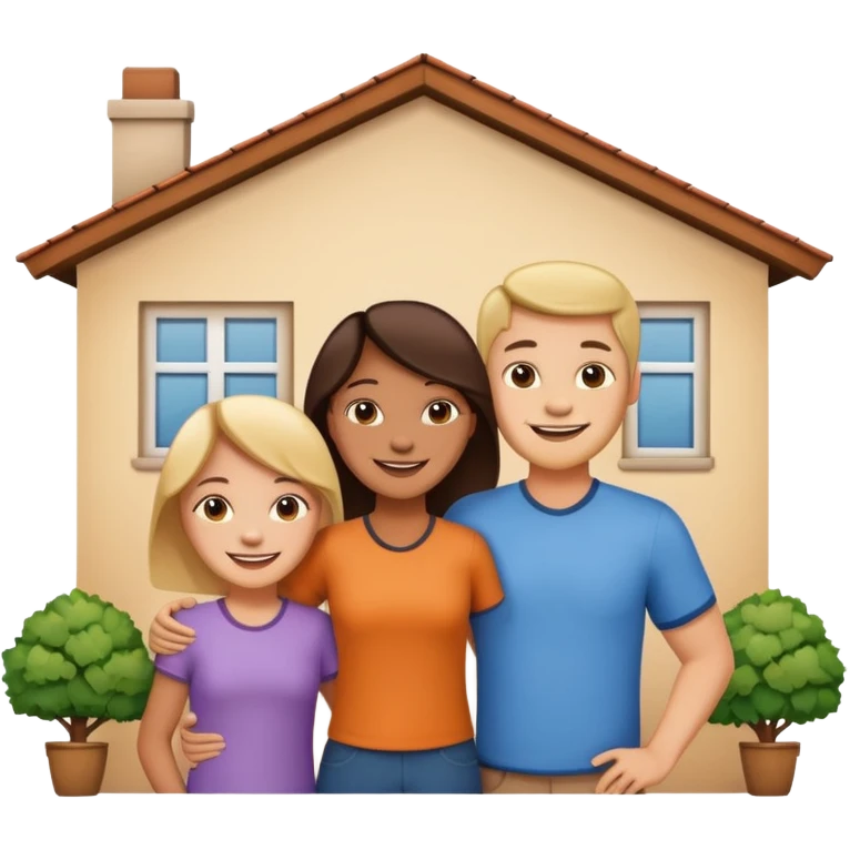 family of 4 inside a house outline emoji