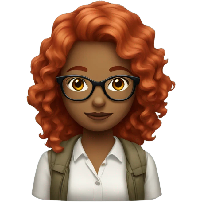 Wavy Red hair girl with glasses  emoji