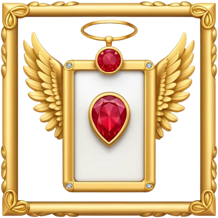 Number 3 place award in frame decorated with golden angel  wings and rubby stone emoji