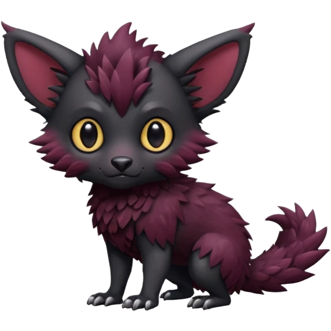 Cute cool realistic black Trico-hybrid-creature dark burgundy (full body) emoji
