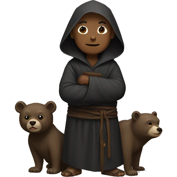 Black monk with bear emoji