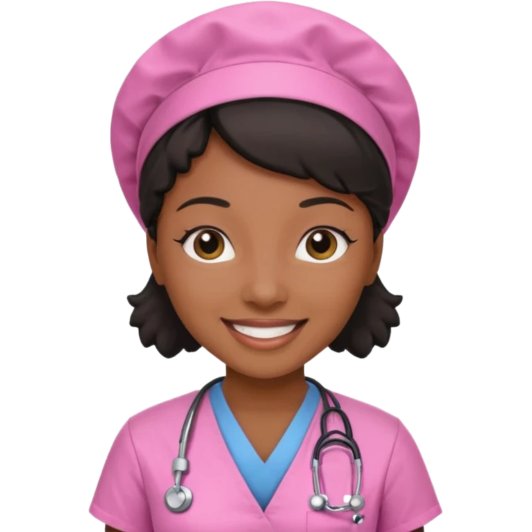 black Nurse wearing pink emoji