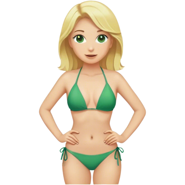 blonde beauty in green bikini emoji