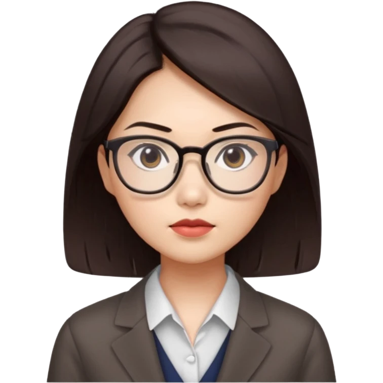 female asian quant trader, dark brown hair, with glasses emoji