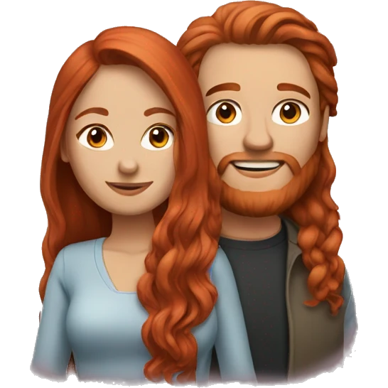 Red haired couple woman with long hair emoji