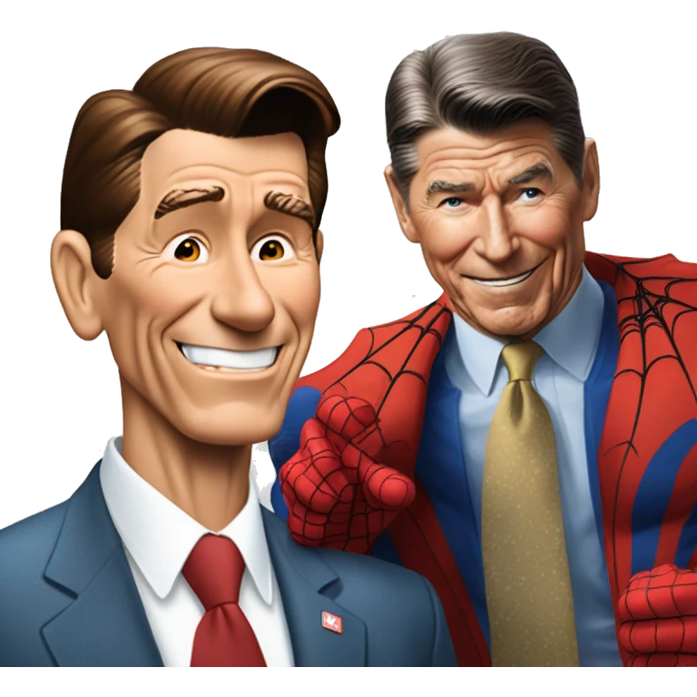 Ronald Reagan dapping up Spider-Man  emoji