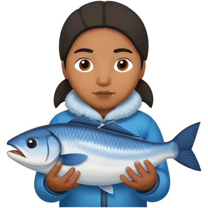 inuit with fish photrealistic emoji