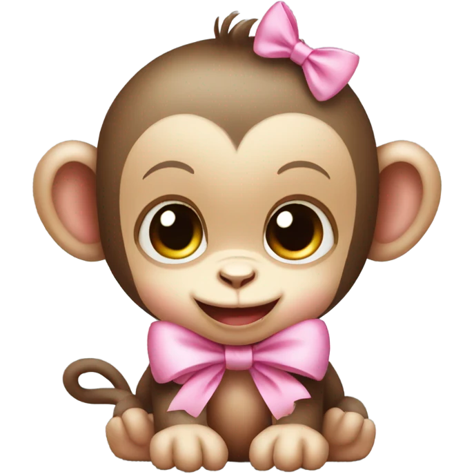 a baby monkey with a pink bow emoji
