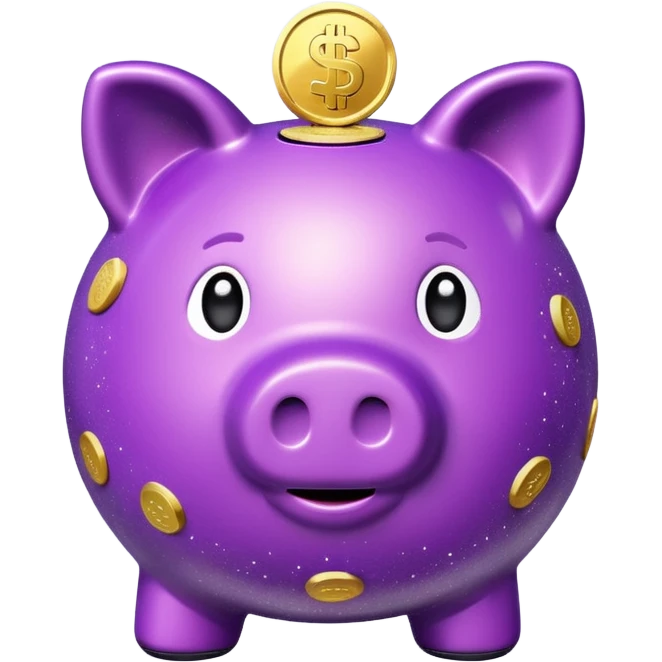 money in a glitter purple piggy bank emoji