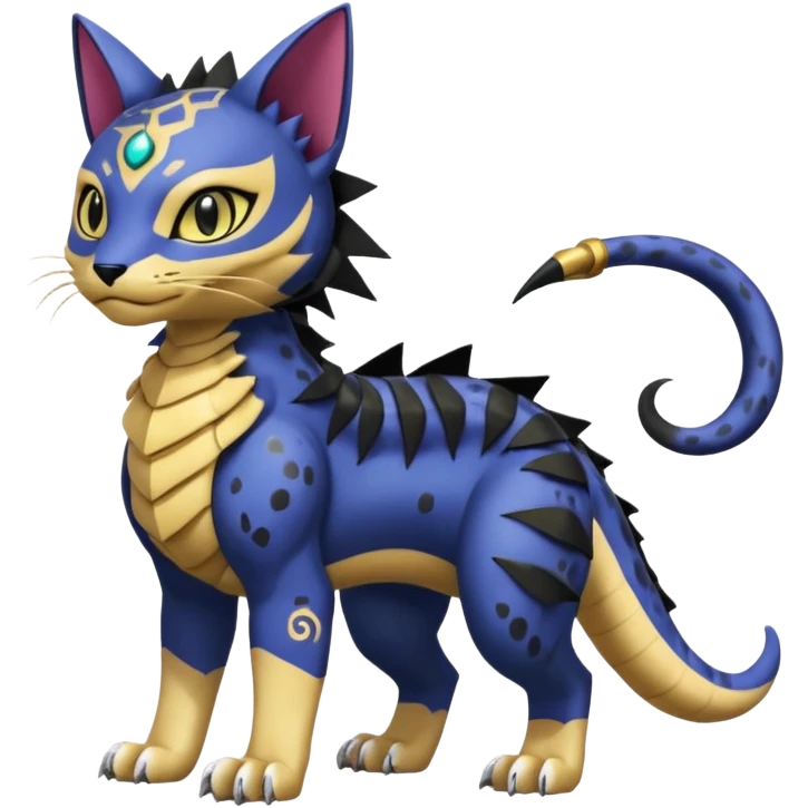 with black rosette-splotches, scaley Bastet-Liepard-Noibat-Gatomon-Garchomp-Digimon-Fakémon-Pokémon-creature (full body) emoji