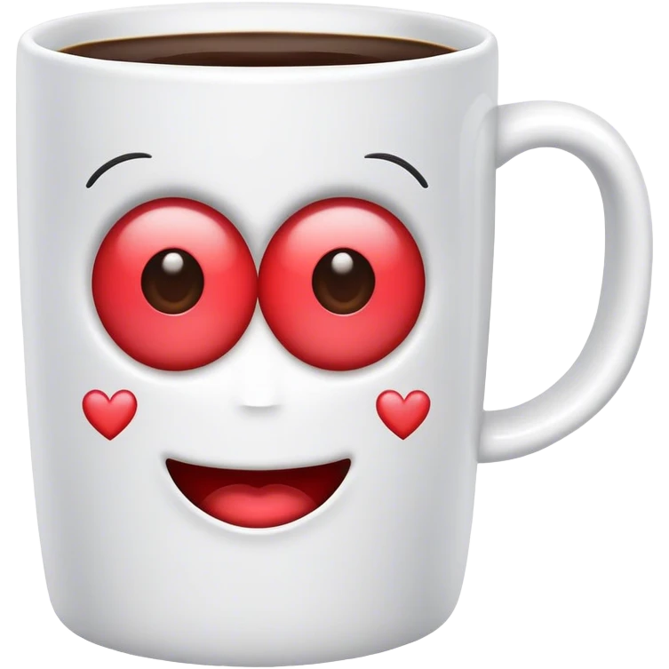 Coffee mug with heart eyes emoji