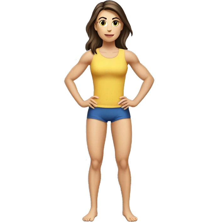 Woman leg muscles, fit Caucasian woman, brunette emoji