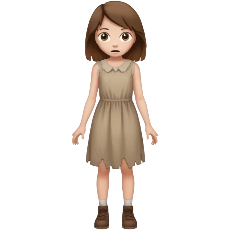 Chica grande  asustada de cuerpo completo con pelo castaño  emoji