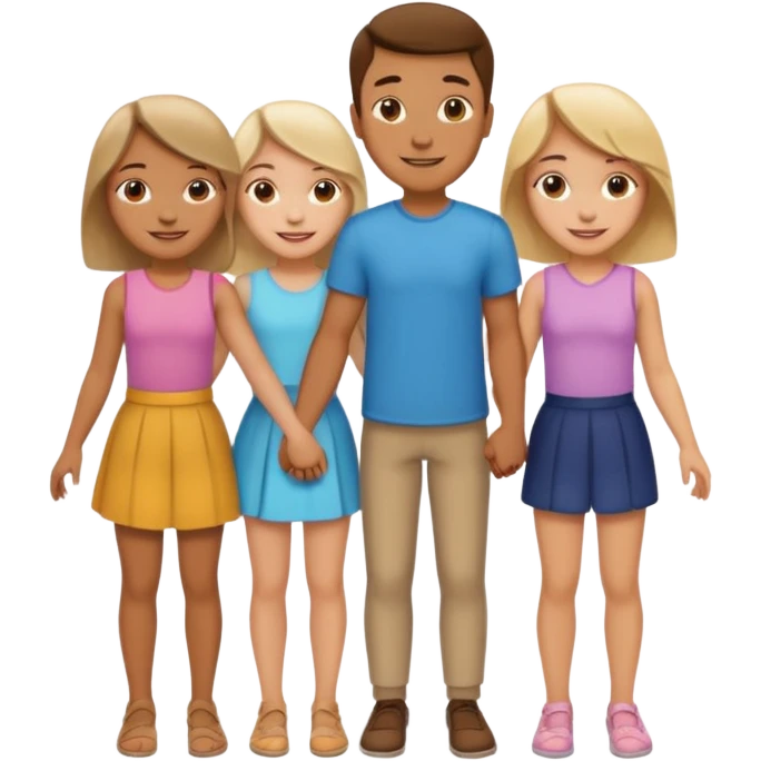 A guy in the center who hold hands to two other gurls emoji