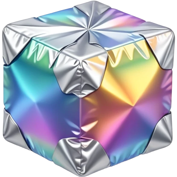 Iridescent tin foil cube emoji
