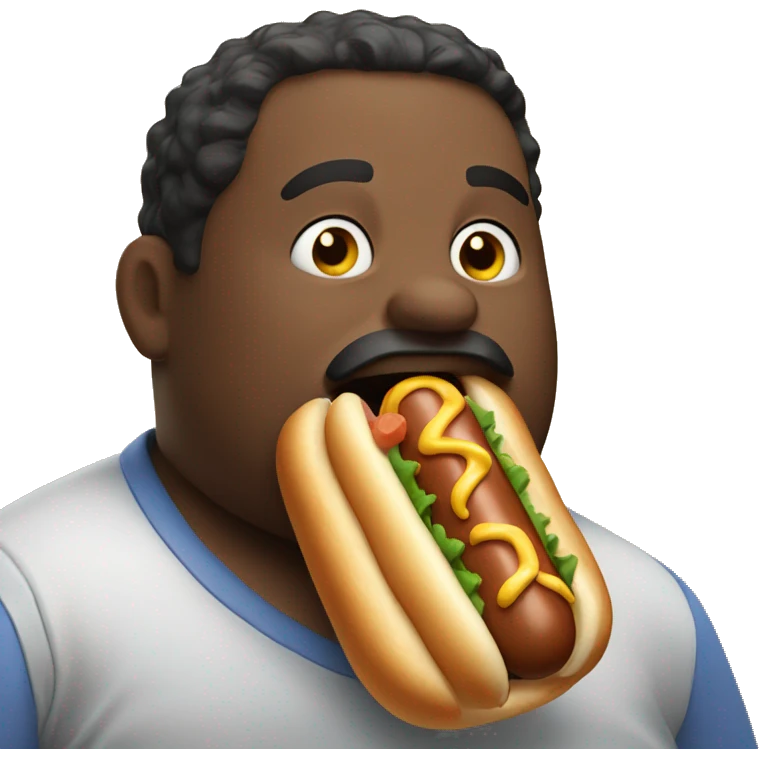 Fat man eating a hot dog emoji